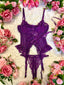 LILIOSA - Black Friday Collection - Lavish - Purple Corset Style Lace 2 Piece Lingerie Set (Corset and Pants) - Feminine and Stunning Corset, Comfortable Everyday Lingerie Set, Corset Top, Lace and Mesh, Soft and Wearable, Womens Underwear