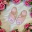 LILIOSA - Candyfloss Twist Pink Pearl Detail Slippers - Faux Fur, White Pearl Detail