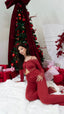 Liliosa Christmas Edition Burgandy Milk Silk Pjs
