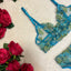 LILIOSA Limited Edition Turquoise Floral 3 Piece Lingerie Set