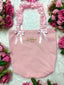 Liliosa Embroidered Pink Tote Bag with Ruffle Strap