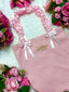 Liliosa Embroidered Pink Tote Bag with Ruffle Strap