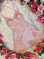 Dutchess Petal - Blush Pink Satin Babydoll Lingerie Dress with Lace Cups Detachable Pearl Detailing, Cut-Out Detail & Bow Accents
