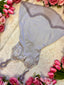 Enchanted Thistle -Lilac Satin Babydoll Lingerie Dress with Pastel Floral Embroidery & Ruffle Hem