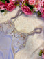 Enchanted Thistle -Lilac Satin Babydoll Lingerie Dress with Pastel Floral Embroidery & Ruffle Hem