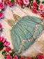 Secret Garden - Mint Green Sheer Babydoll Lingerie with Lace Trim and Bow Details