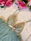 Secret Garden - Mint Green Sheer Babydoll Lingerie with Lace Trim and Bow Details