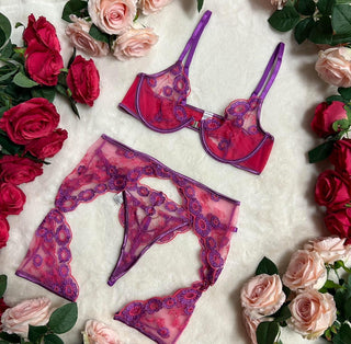 Limited Edition 4 Piece Nicole Purple Halloqueen Lingerie Set