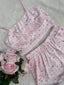 Liliosa Lingerie Cherry Ruffle Cami Pyjama Set Breast Cancer Awareness Limited Edition Sleepwear with £5 Donation to Breast Cancer Now Cropped Top & High Waisted Ruffle Shorts