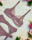 Fawn Dusky Pink Lace w/ Pearl Detail 3 Piece Lingerie Set