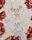 Cherish Corset Style White w/ Pink Floral Detail  3 Piece Lingerie Set