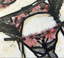 Fleur Black and Dusky Rose Floral 3 Piece Lingerie Set