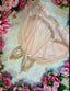 Dusk Blush -Champagne Satin Babydoll Lingerie Dress with Lace Cups and Bow Details