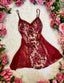 The Chamber Rose Babydoll - Padded Red Velvet Babydoll with Lace Cups, Sheer Mesh Skirt & Adjustable Straps – Flattering A-Line