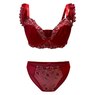 CURVABELLA - Red Silky Mesh Two-Piece Set - Plus Size Lingerie - Curve Lingerie