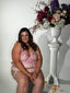 CURVABELLA - Pink Floral Cut-Out Corset and Panties - Plus Size Lingerie